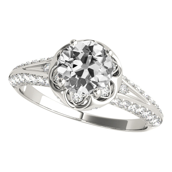 14K Gold Halo Ring Round Old Miner