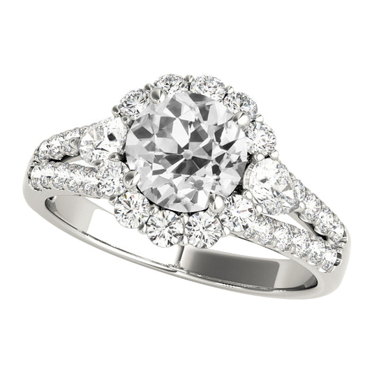 Halo Round Old Miner Diamond Ring