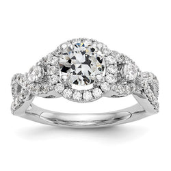 14K Gold Halo Wedding Ring Old Cut Diamond Infinity Style 3.50 Carats