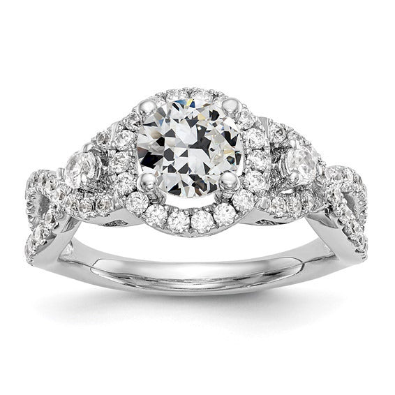 14K Gold Old Cut Halo Wedding Ring