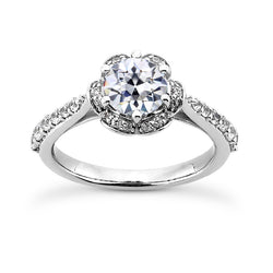 14K Gold Halo Wedding Ring Old Mine Cut Diamond 3.75 Carats Jewelry