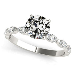 14K Gold Marquise & Round Old Miner Genuine Natural Earth Mined Diamond Anniversary Ring 4 Carats