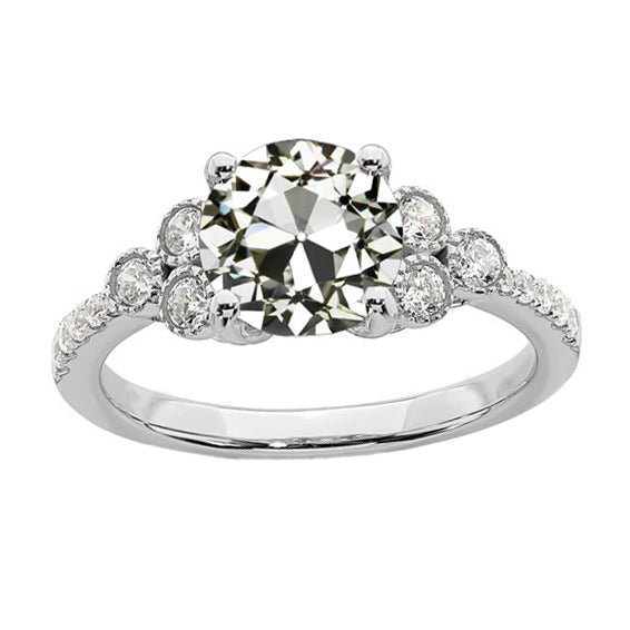 Gold Old Miner Cut Diamond Engagement Ring Jewelry