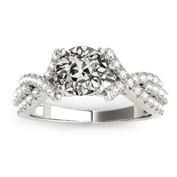 14K Gold Round Old Cut Natural Earth Mined Diamond Ring Twisted Shank 4.50 Carats Pave Set