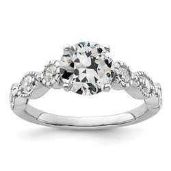 14K Gold Round Old Mine Cut Real Natural Earth Mined Diamond Ring 4 Prong Set 3.25 Carats