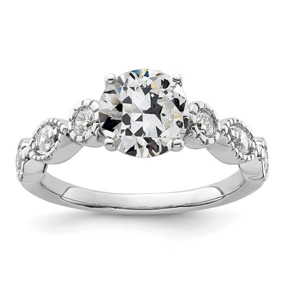 14K Gold Round Old Mine European Diamond Ring