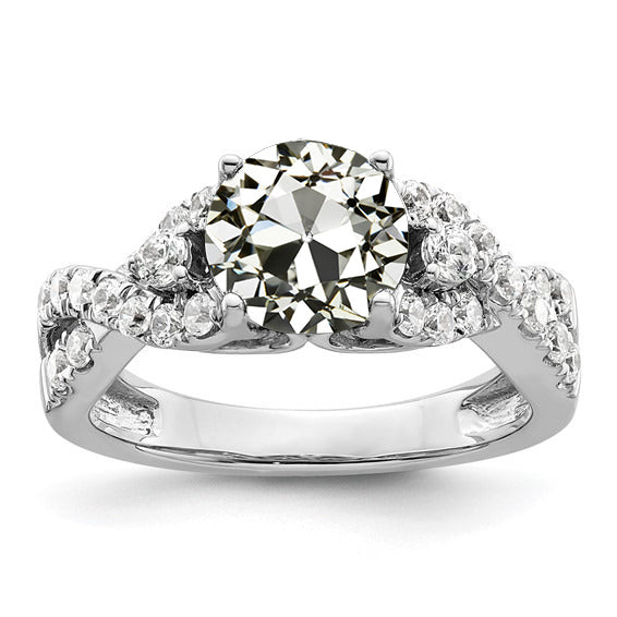 White Gold Unique Anniversary Gold Old Miner Cut Diamond Ring