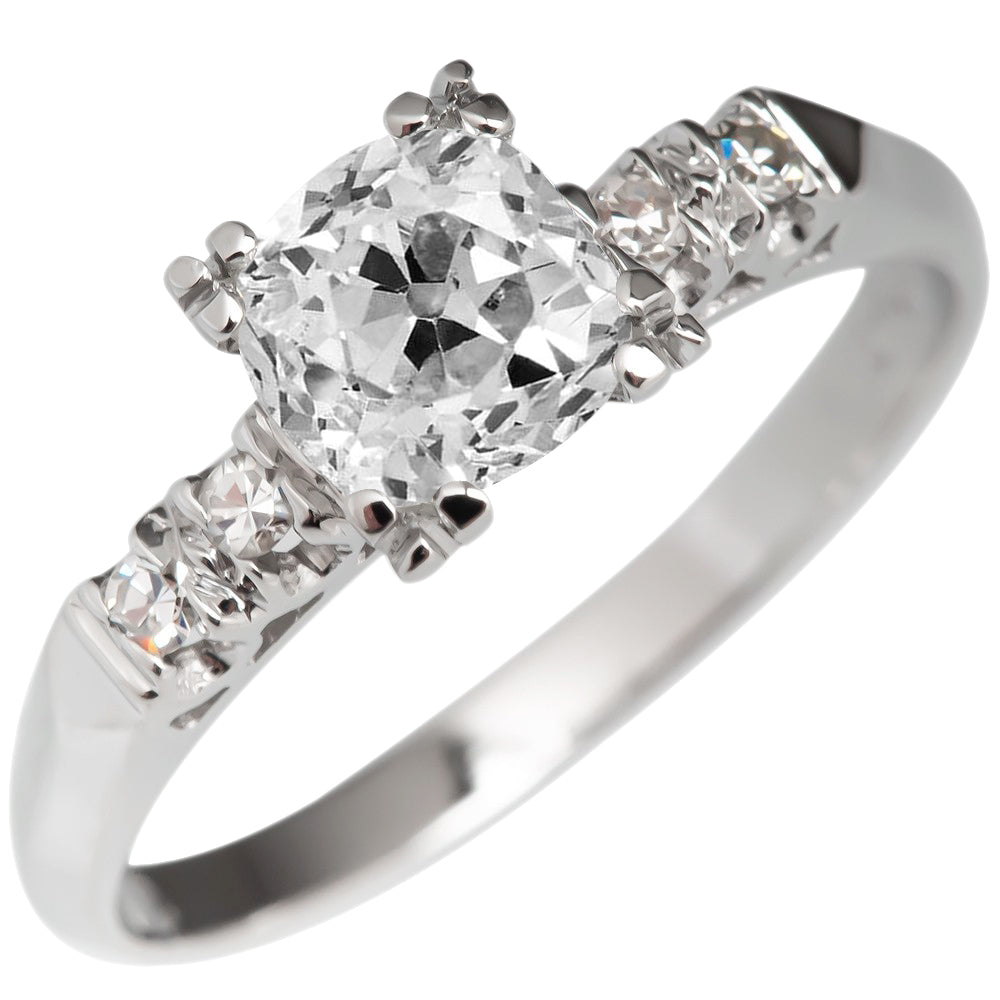 White Gold Round Old Miner Diamond Ring