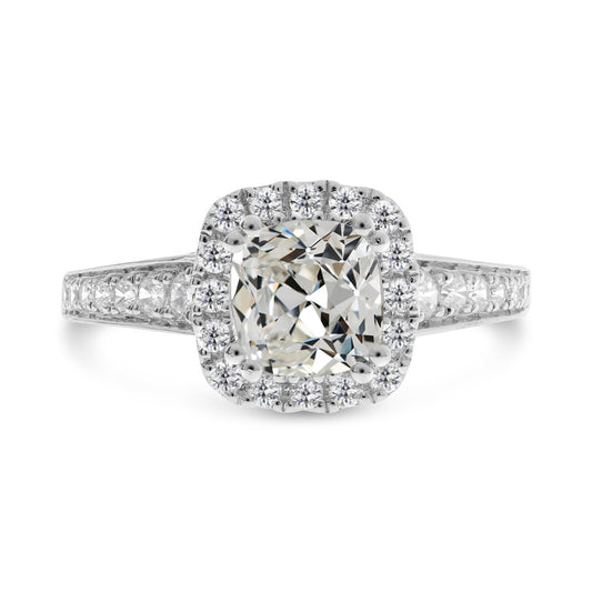 Gold Old Miner Cut Diamond Halo Ring