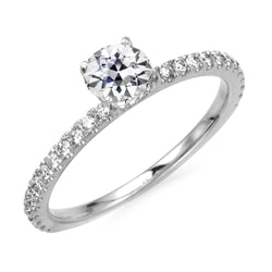 14K Gold Wedding Ring Round Old Mine Cut Diamond 4.50 Carats