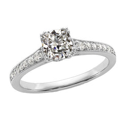 Real  14K Gold Women’s Wedding Ring Cushion Old Miner Diamond 3.50 Carats