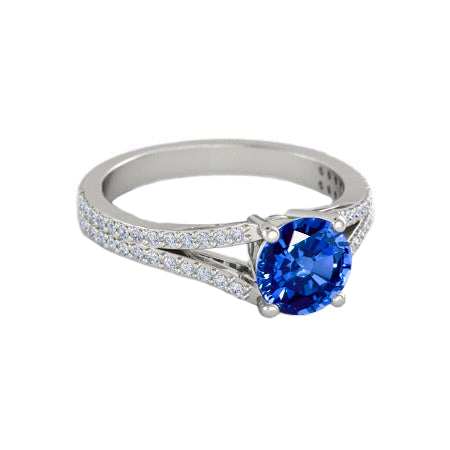  White Gold  New  Sri Lankan Sapphire And Diamonds Ring