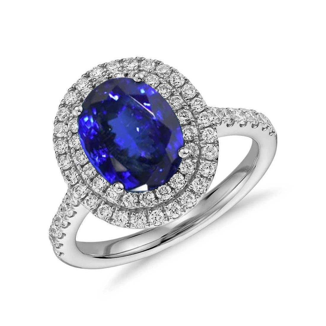 White Gold  Sparkling Unique Lady’s  Tanzanite With Diamonds Ring