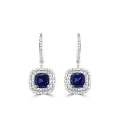Lady Dangle Earrings 4 Ct Tanzanite With Diamonds