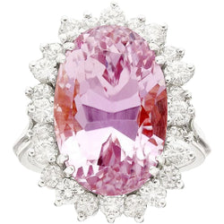 Pink Kunzite And Diamond Ring Jewelry 20 Ct 14K White Gold