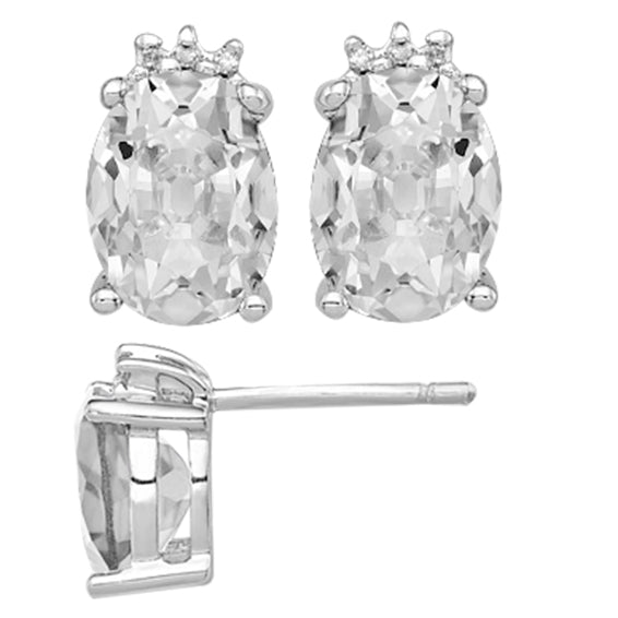 14K White Gold Stud Earrings 8.50 Carats Oval Old Cut Diamond