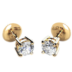 14K Yellow Gold G SI1 5 Carats Diamonds Lady Studs Earrings New