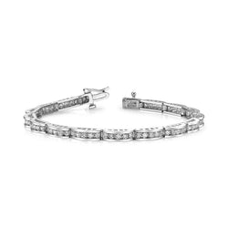 14K White Gold Round Channel Natural Diamond Bracelet 7.50 Carats
