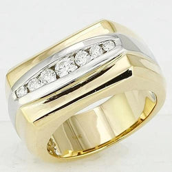 0.80 Ct Diamond Two-Tone 14K Men's Ring Jewelry New