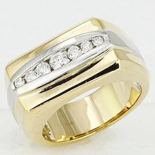 14K  0.50 Ct  Diamond Two-Tone Mens Ring Jewelry New Mens Ring