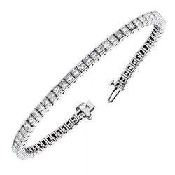 Real  14K Princess Cut 9.30 Carats Diamonds Channel Set Tennis Bracelet