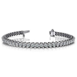 Real  Sparkling 6.50 Carats Diamonds Tennis Bracelet New WG 14K