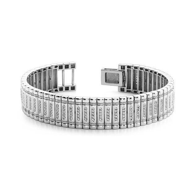 14K Solid White Gold Round Diamond 7.50 Carats Mens Bracelet Sparkling Jewelry Mens Bracelet