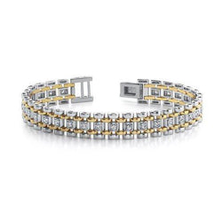 14K Two Tone Gold Diamond Men Bracelet New Jewelry 2.50 Carats