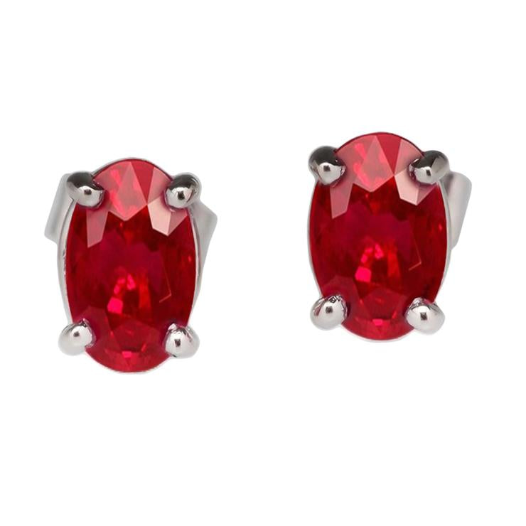   Women Jewelry S White Gold  Red  ruby Lady Studs Earrings New Gemstone Earring