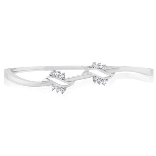 14K White Gold 1.80 Carats Round Cut Diamonds Bangle Bracelet New Bangle