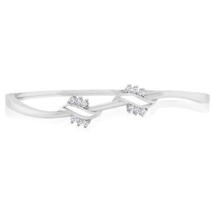 14K White Gold 1.80 Carats Round Cut Diamonds Bangle Bracelet New Bangle