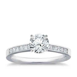 3 Carats Sparkling Natural Earth Mined Diamond Ring With Accents 14K White Gold