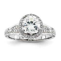 Natural  3.05 Carats Round Diamond With Accents Engagement Halo Ring