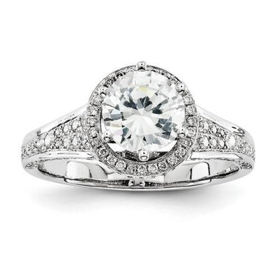 14K White Gold 3 Carats Round Diamond With Accents Engagement Halo Ring Halo Ring