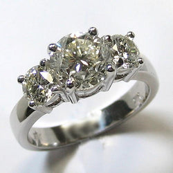 3 Stone Big Round Diamond Ring Fine Jewelry 5 Carats 14K White Gold
