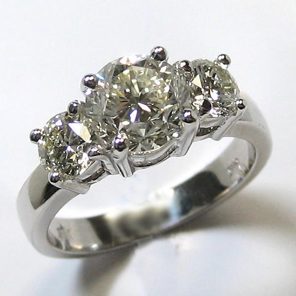 14K White Gold 3 Stone Big Round Diamond Wedding Ring Fine Jewelry Three Stone Ring