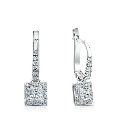 14K White Gold 3.50 Carats Diamonds Ladies Dangle Earrings New Dangle Earrings