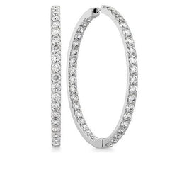 14K White Gold 3.60 Carats Round Cut Diamonds Women Hoop Earrings New