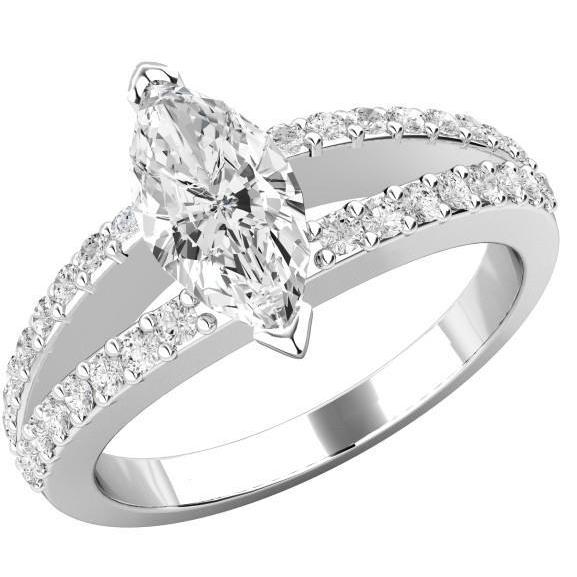 New High Quality Wedding Solitaire Ring with Accents White Gold Diamond