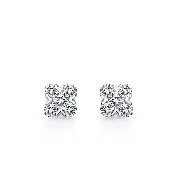 14K White Gold 4 Carats Round Cut Diamonds Studs Earrings New Stud Earrings