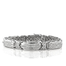 9.30 Carats Fine Jewelry Princess Diamond Men Bracelet