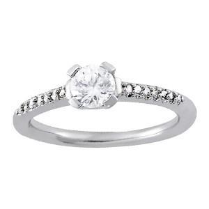 New Fancy Style Wedding Solitaire Ring with Accents White Gold Diamond