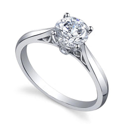 14K White Gold Round Brilliant Cut 1.35 Carats Diamond Wedding Ring