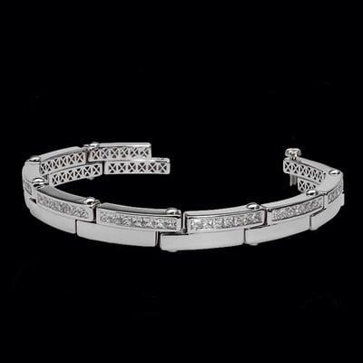 14K White Gold Brilliant Cut 9.45 Carats Diamonds Mens Bracelet New Mens Bracelet