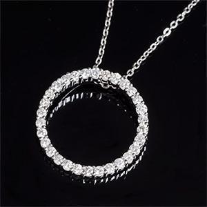 14K White Gold Brilliant Cut 2.70 Ct Diamonds Pendant Necklace Pendant