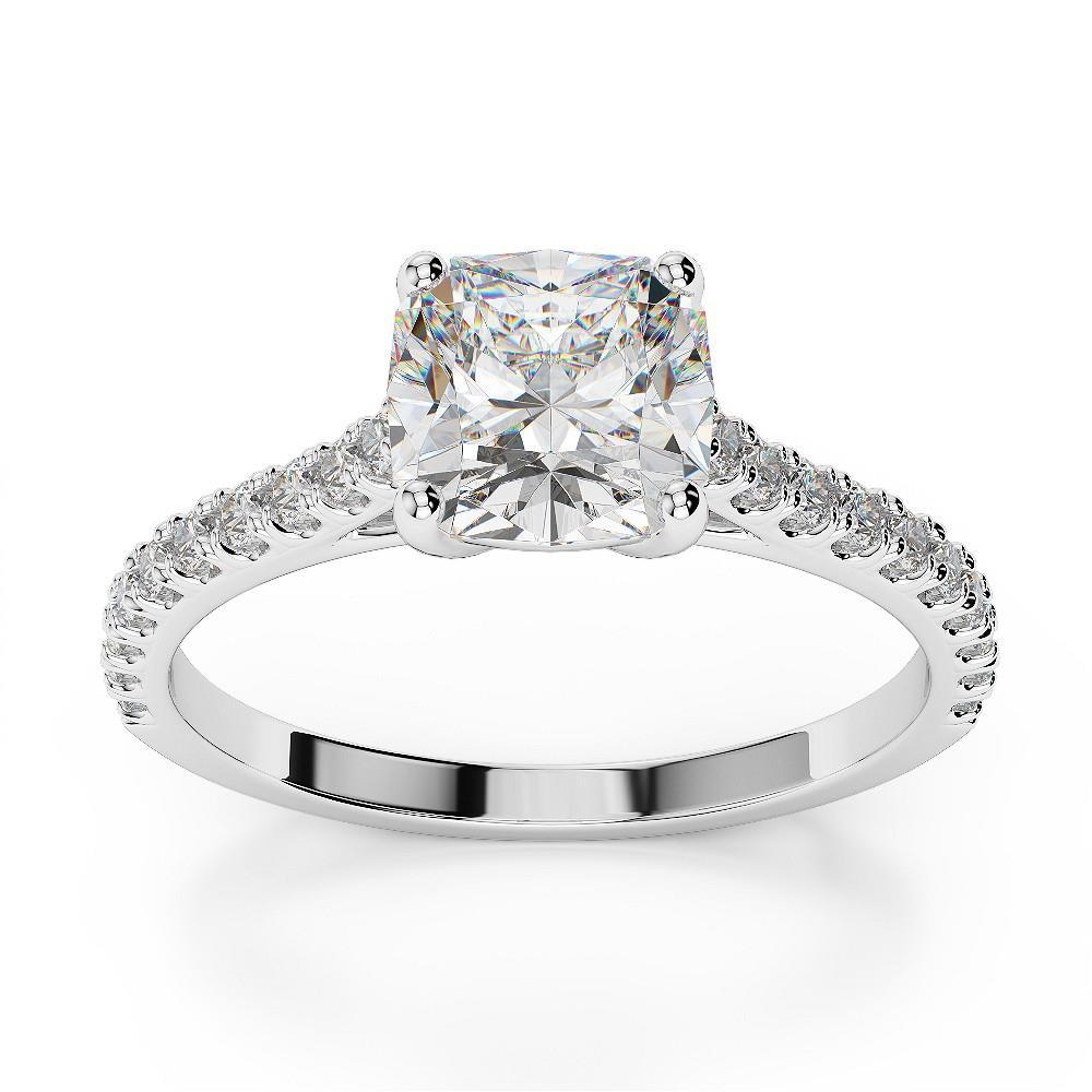 NEw Amazing Cushion Cut   Natural Brilliant Engagement White Gold Diamon