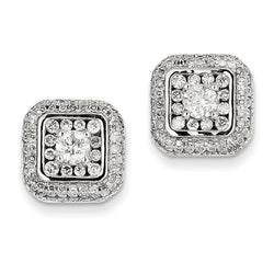 14K White Gold Diamond Post Earrings 2.50 Carats Studs-Halo