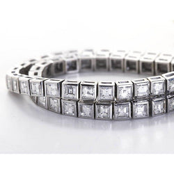 Real  14K White Gold Jewelry Princess Cut 12 Ct Diamond Tennis Bracelet