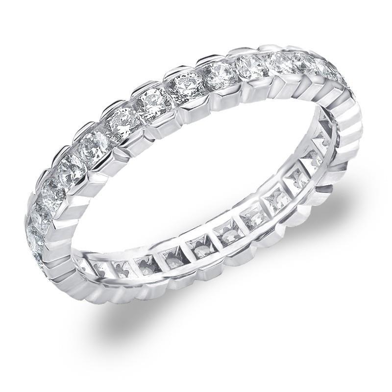 14K White Gold Ladies Round Diamond Wedding Band Jewelry 4.5 Carats Eternity Band