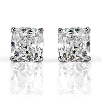 14K White Gold Old Mine Cut 3 Ct Diamonds Women Studs Earrings Stud Earrings